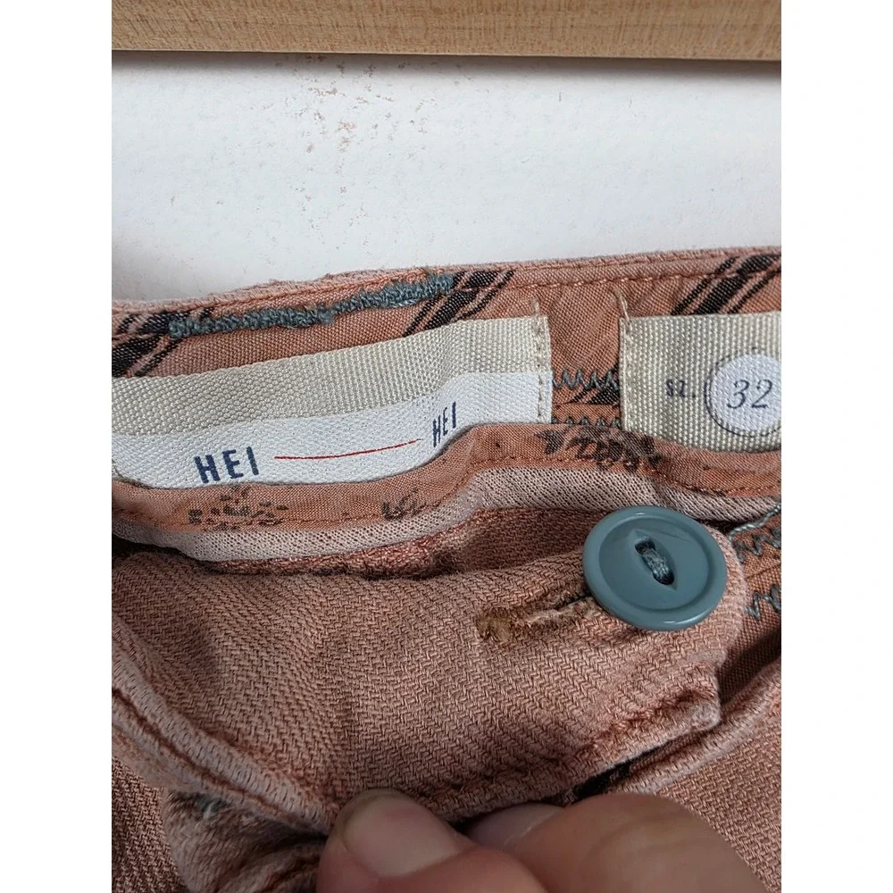 Hei Hei Dusty Pink Cargo Cropped‎ Pants Distressed Frayed Hem Size 32